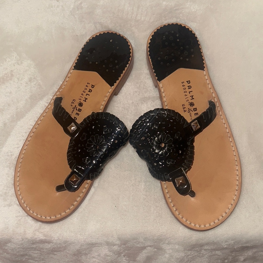 EUC PALM BEACH Black Patent Sandals